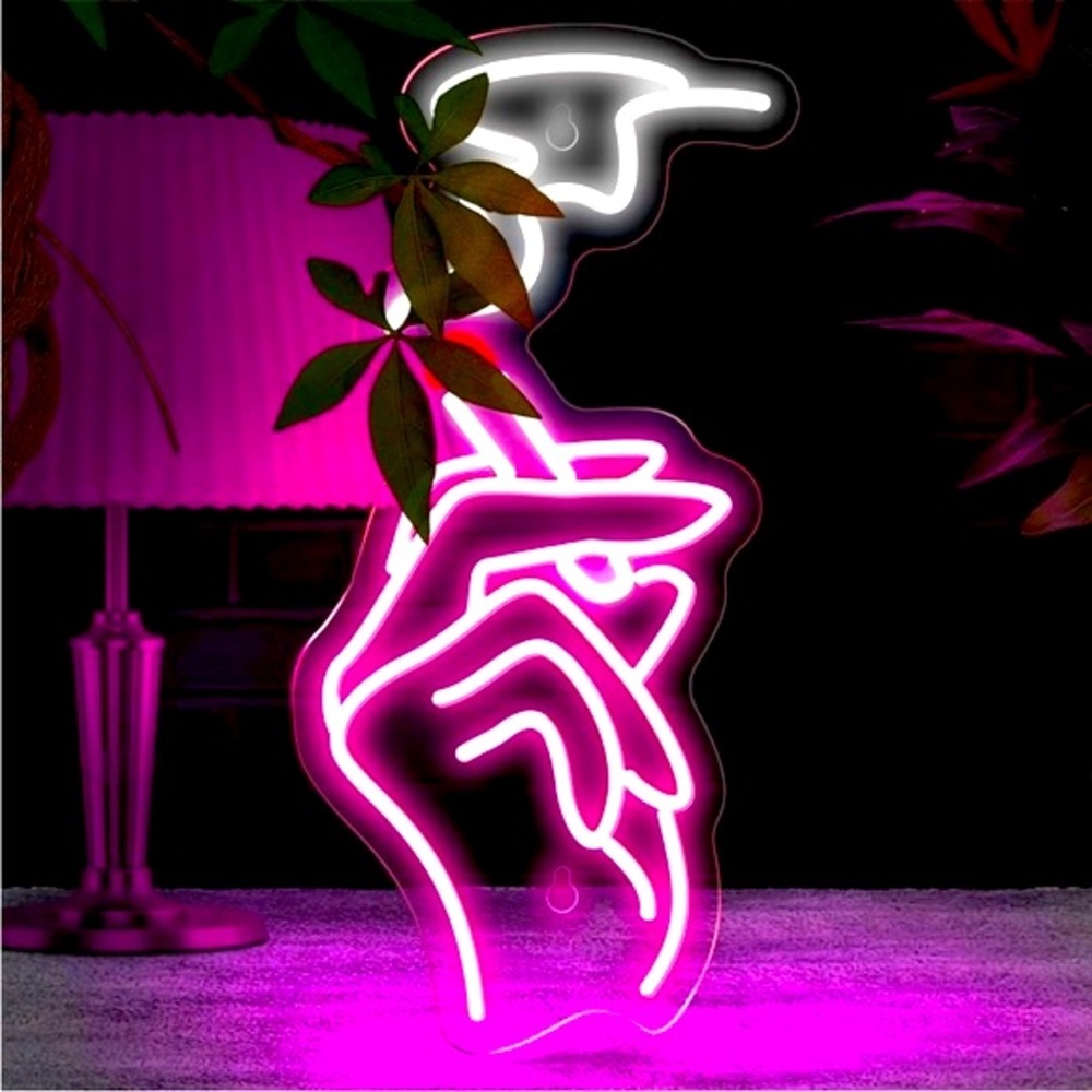 Neon Pink Smoking Hand 420 Friendly Bar Indoor Lounge Sexy Party Festival Decor